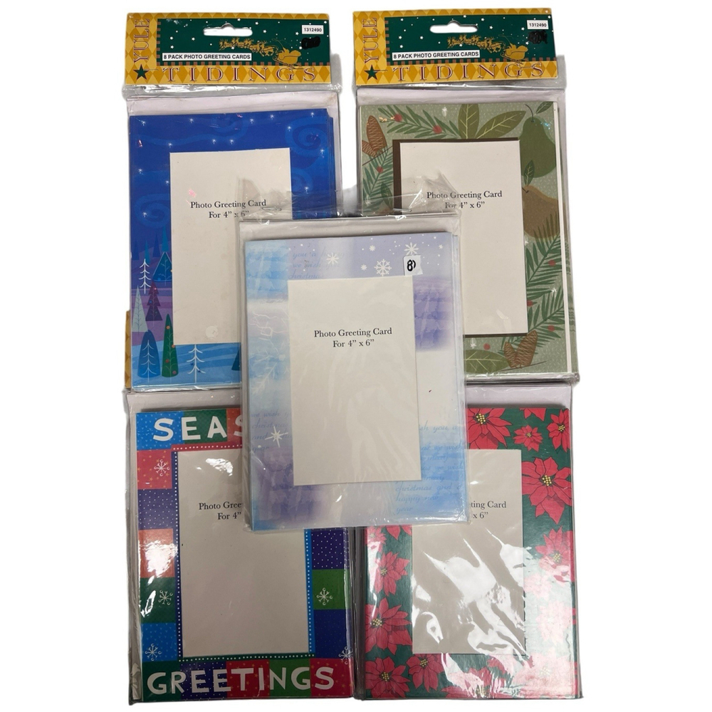 Gerson Lot 5 Christmas Photo Greeting Card Packs 4x6 Frames w/ Envelopes